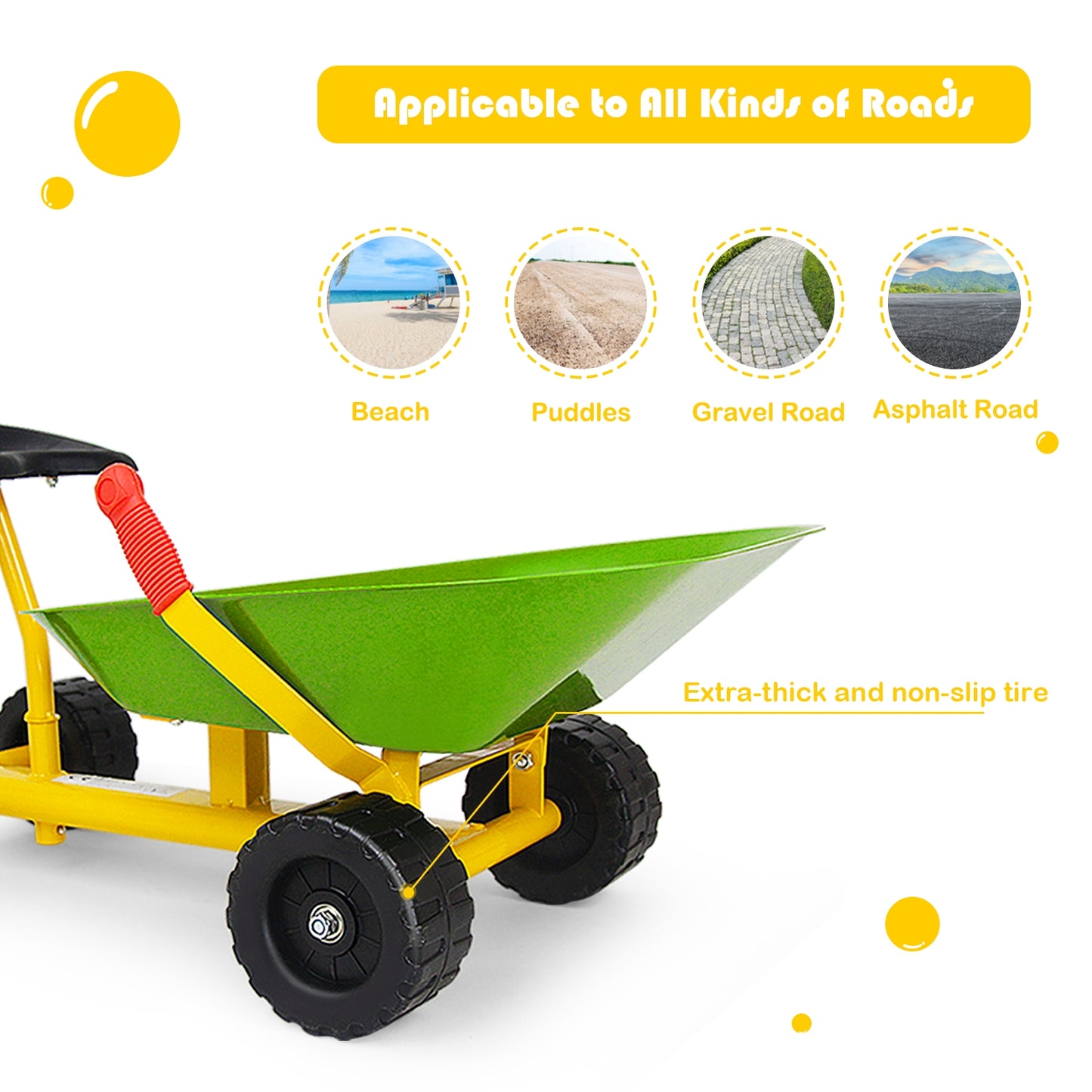 8 Inch Heavy Duty Kids Ride-on Sand Dumper with 4 Wheels, Lime Green Sandboxes   at Gallery Canada