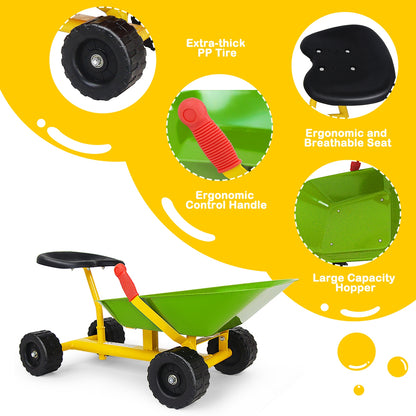 8 Inch Heavy Duty Kids Ride-on Sand Dumper with 4 Wheels, Lime Green Sandboxes   at Gallery Canada