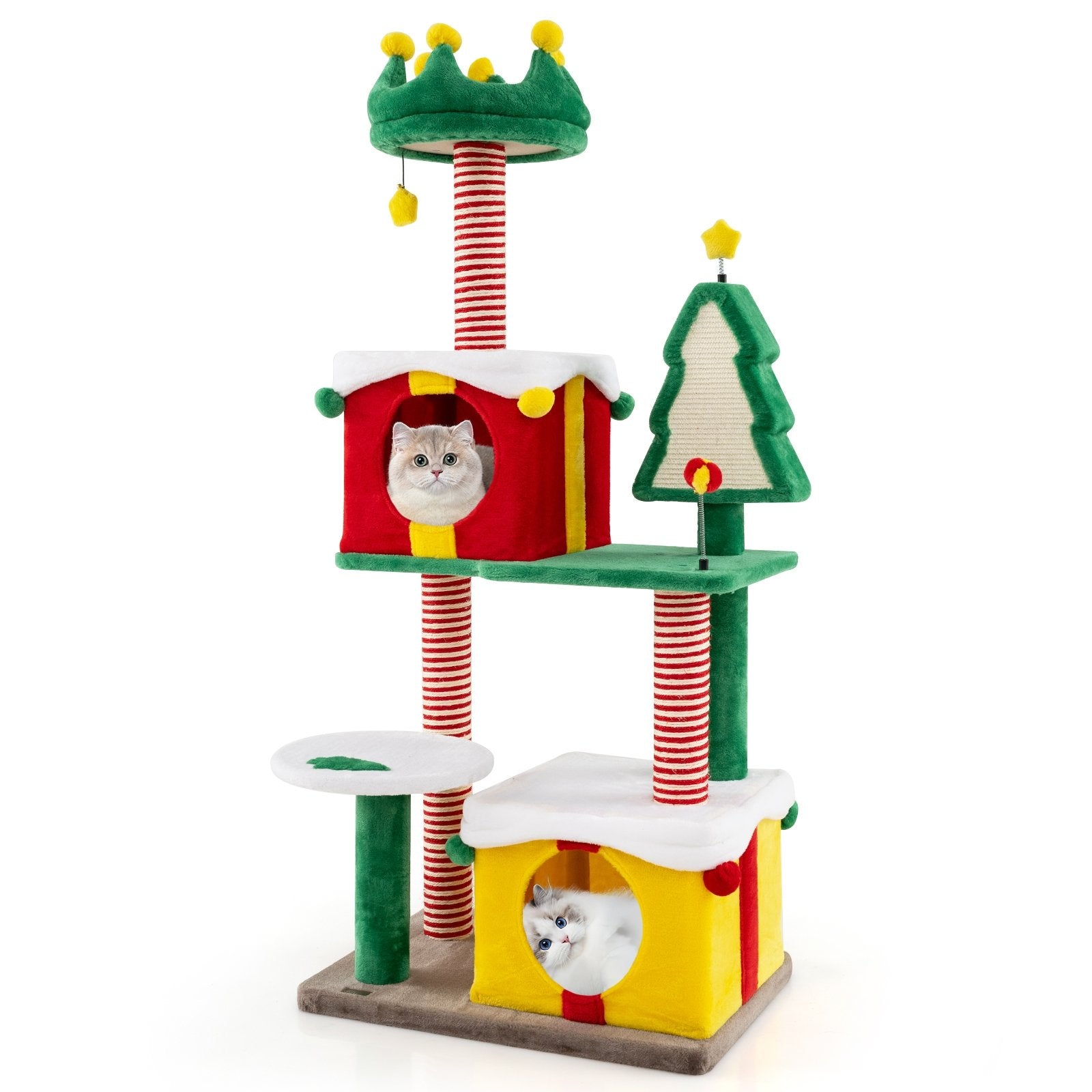 Cute Christmas Cat Tree Cat Tower for Indoor Cats with Scratching Posts and Carpet, Multicolor Cat Trees Condos & Scratchers   at Gallery Canada