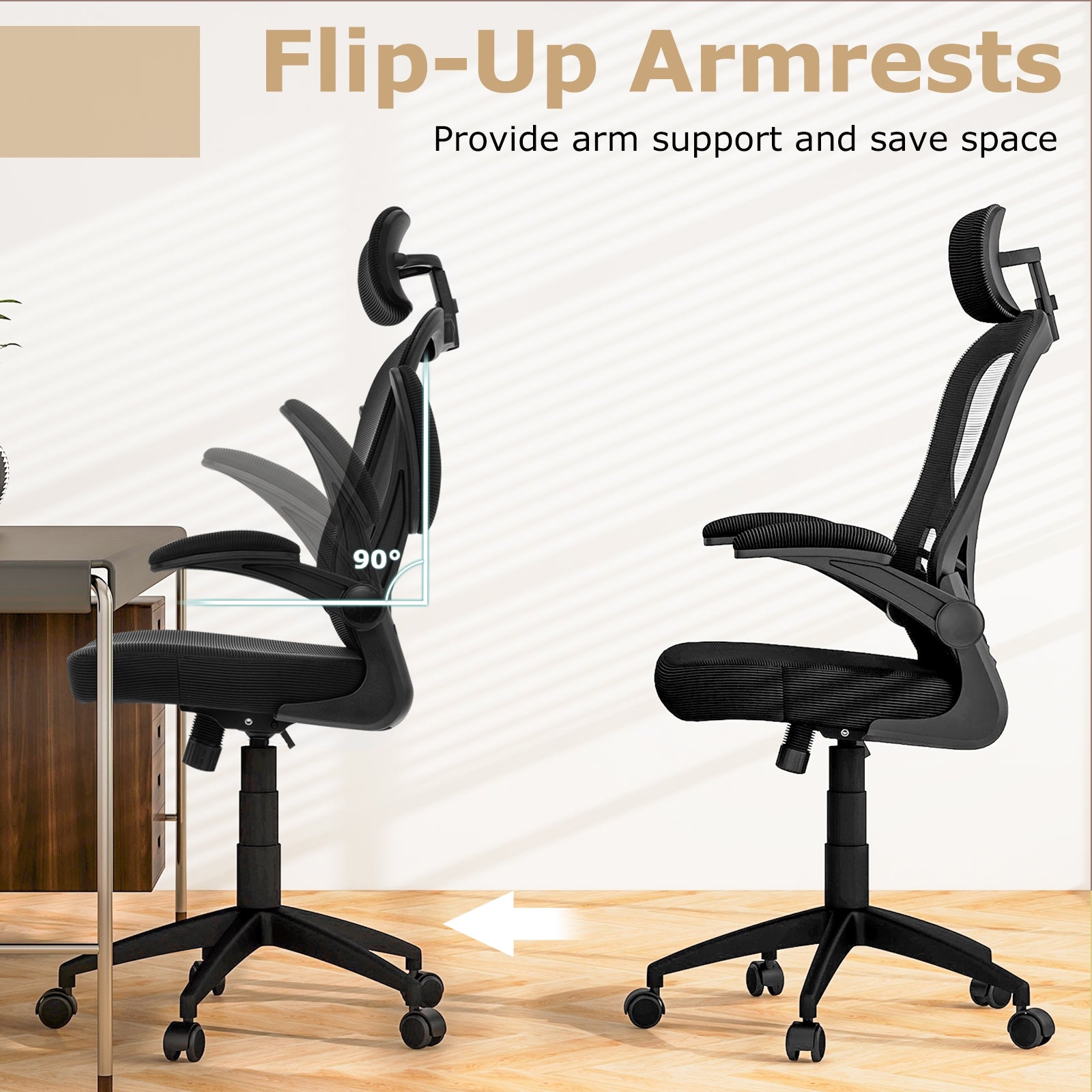 Ergonomic Mesh Office Chair with Adjustable Height for Home Office, Black Ergonomic Chairs   at Gallery Canada