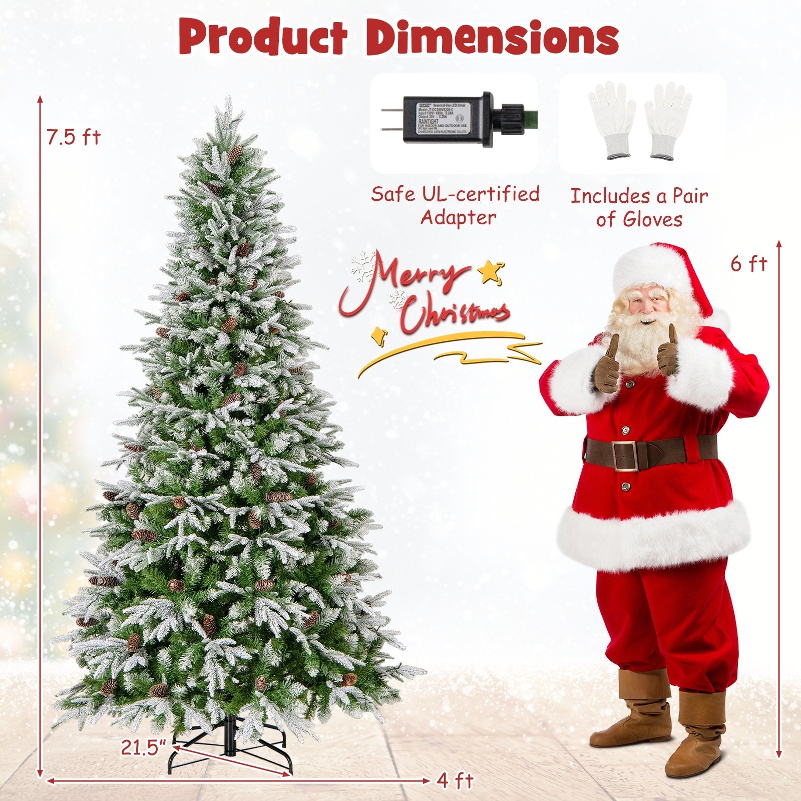 6/7.5/9 FT Pre-Lit Artificial Christmas Tree with 765/1135/1871 Tips and 280/470/690 Warm-White LED Lights-M Christmas   at Gallery Canada