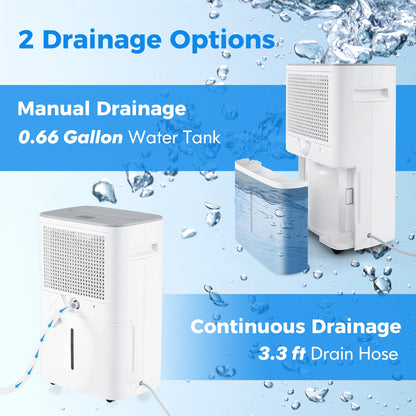 Dehumidifier with Auto Drain or Manual Drainage for Home Basement, White Dehumidifiers   at Gallery Canada