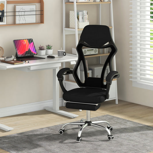 Ergonomic Mesh Office Chair with Footrest and Tilting Backrest, Black Ergonomic Chairs Black  at Gallery Canada