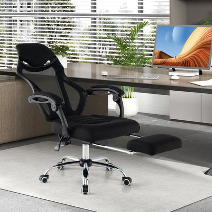 Ergonomic Mesh Office Chair with Footrest and Tilting Backrest, Black Ergonomic Chairs   at Gallery Canada