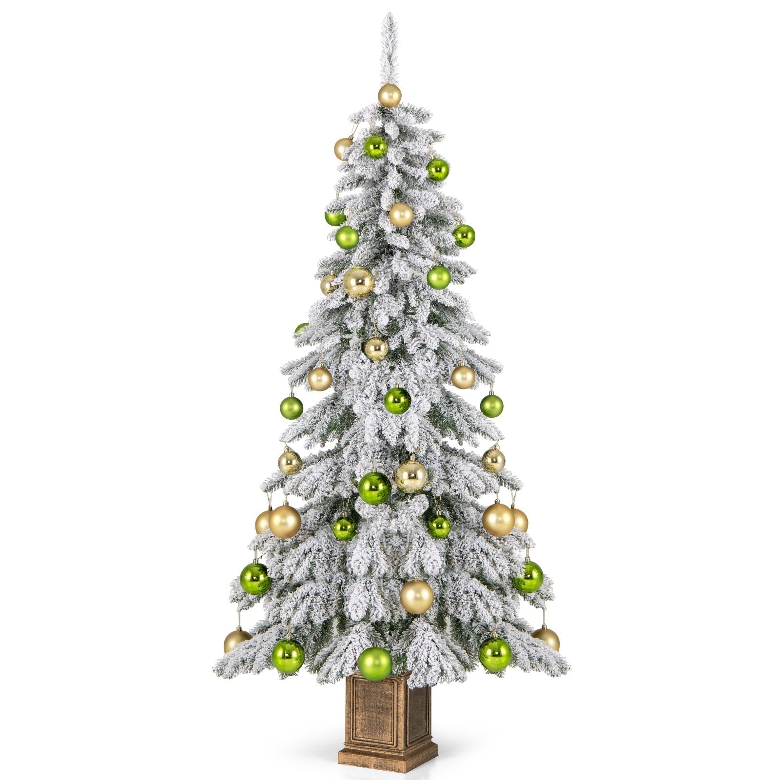 6 Feet Artificial Xmas Tree with 589 Flocked Branch Tips and 48 Xmas Balls Christmas Tree Options  at Gallery Canada