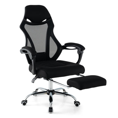 Ergonomic Mesh Office Chair with Footrest and Tilting Backrest, Black Ergonomic Chairs Black  at Gallery Canada