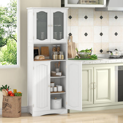 64.5 Inches Tall Bathroom Storage Cabinet with Frost Glass Doors and Shelves, White Floor Cabinets   at Gallery Canada