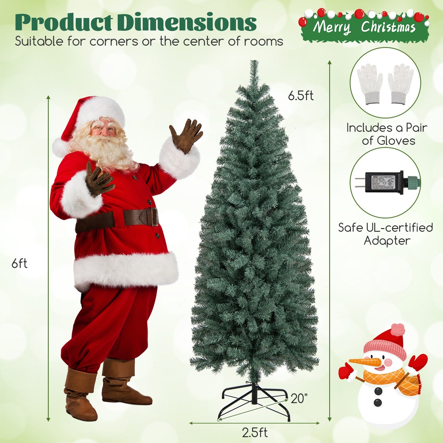 6.5 Feet Pre-Lit Blue Artificial Christmas Tree Slim with 9 Lighting Modes-6.5 ft, Blue Christmas Tree   at Gallery Canada