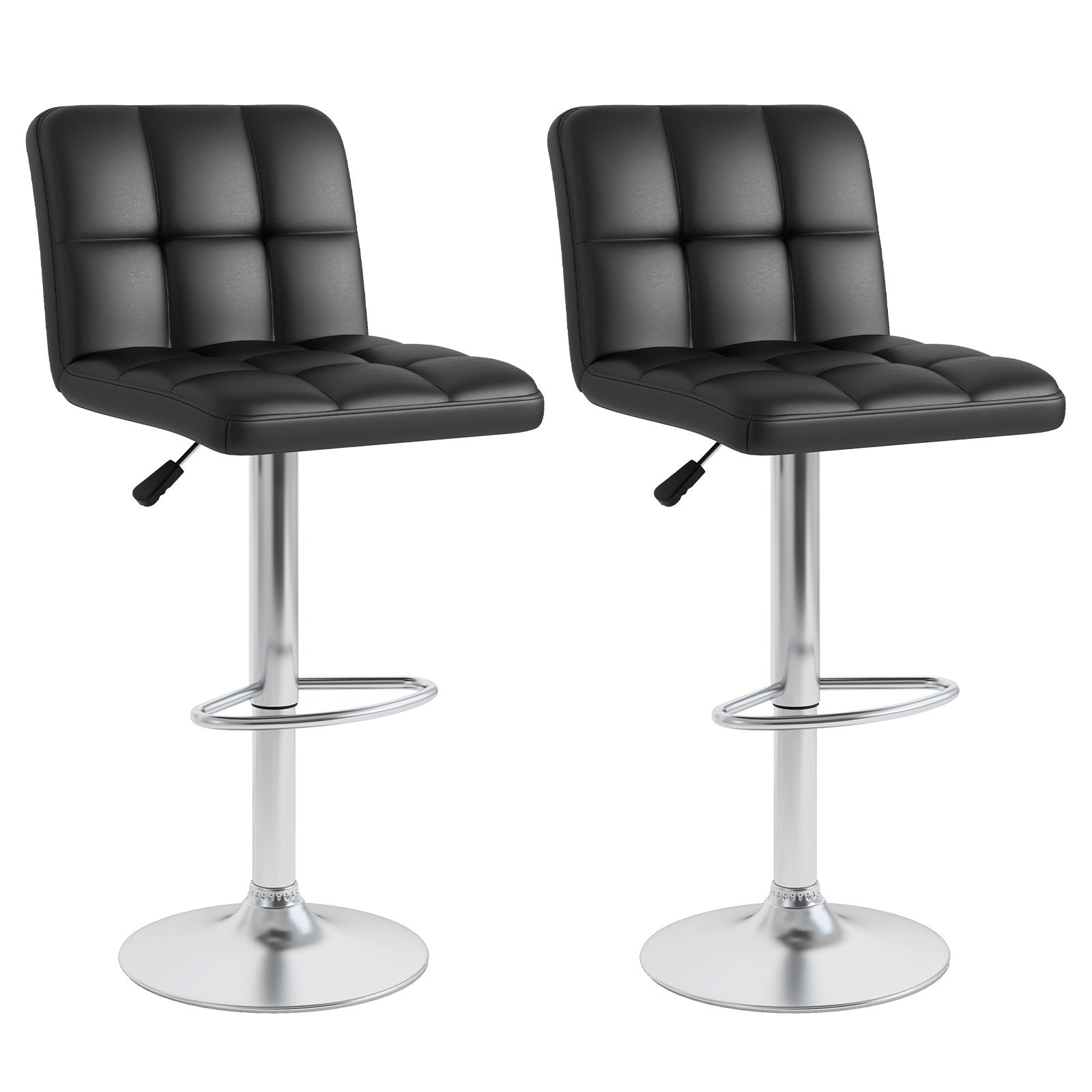 Modern Bat Stools Set of 2 with Back and Heavy-duty Metal Base and Footrest, Black Bar Stools Black  at Gallery Canada