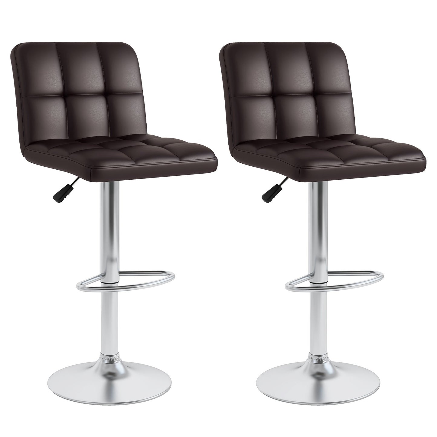 Modern Bat Stools Set of 2 with Back and Heavy-duty Metal Base and Footrest, Brown Bar Stools Brown  at Gallery Canada