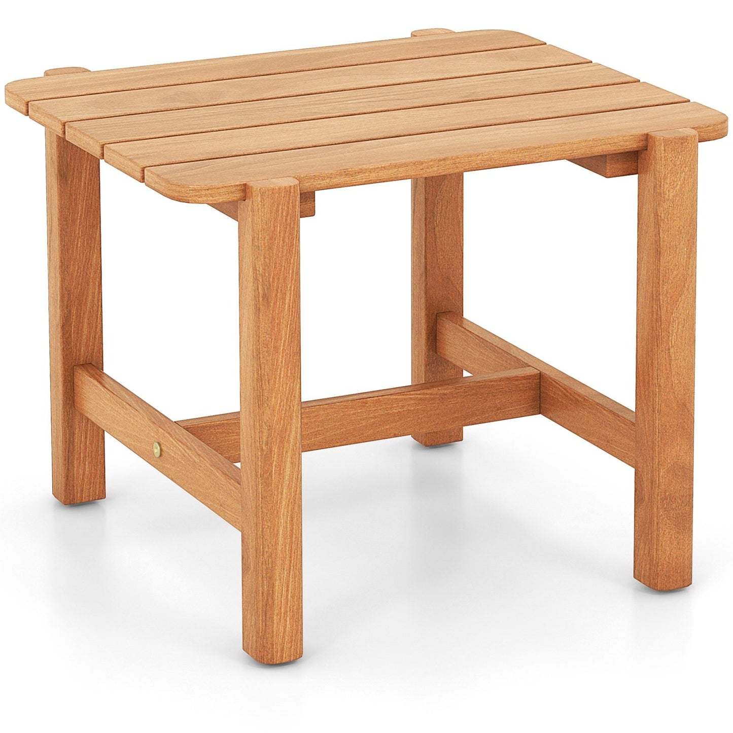 Patio Teak Wood Side Table with Slatted Tabletop for Yard, Natural Patio Coffee Tables Natural  at Gallery Canada