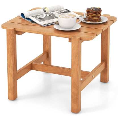 Patio Teak Wood Side Table with Slatted Tabletop for Yard, Natural Patio Coffee Tables   at Gallery Canada