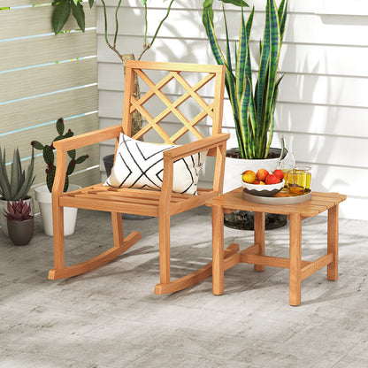 Patio Teak Wood Side Table with Slatted Tabletop for Yard, Natural Patio Coffee Tables   at Gallery Canada