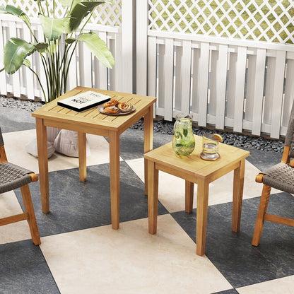 2 Pieces Space Saving Design Teak Wood Outdoor Patio Nesting Table, Natural Patio Coffee Tables   at Gallery Canada