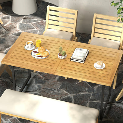 Indoor Outdoor Teak Wood Slatted Tabletop Panel Board Split in 2 Square, Natural Patio Dining Tables   at Gallery Canada