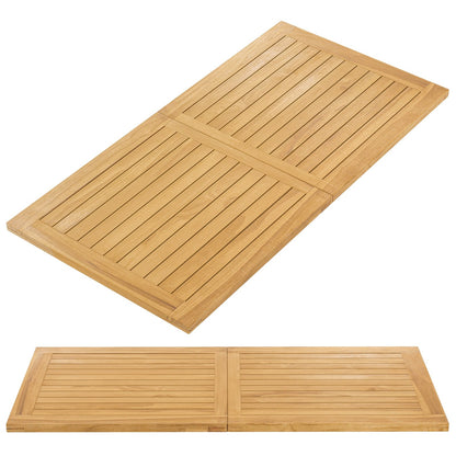 Indoor Outdoor Teak Wood Slatted Tabletop Panel Board Split in 2 Square, Natural Patio Dining Tables   at Gallery Canada