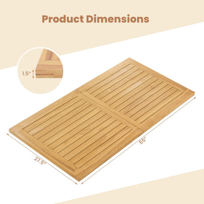 Indoor Outdoor Teak Wood Slatted Tabletop Panel Board Split in 2 Square, Natural Patio Dining Tables   at Gallery Canada