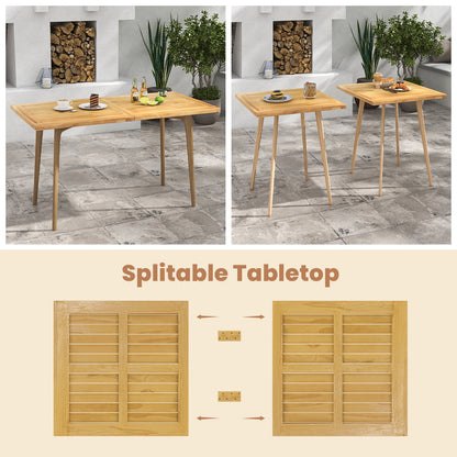 Indoor Outdoor Teak Wood Slatted Tabletop Panel Board Split in 2 Square, Natural Patio Dining Tables   at Gallery Canada