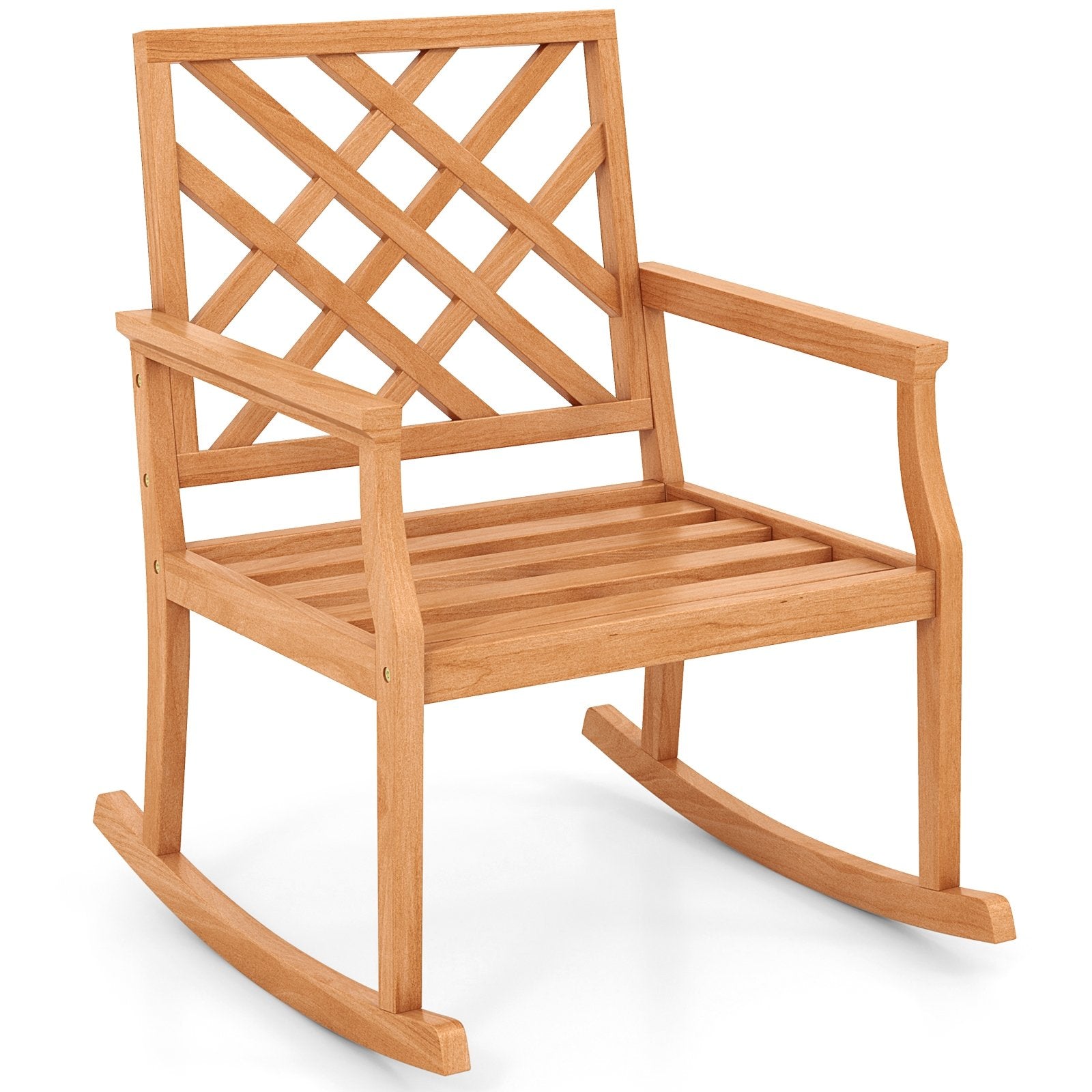 Teak Wood Rocking Chair with Backrest and Slatted Seat, Natural Patio Rocking Chairs & Gliders Natural  at Gallery Canada