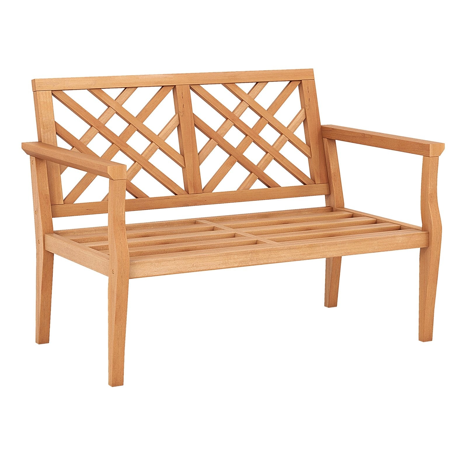 Outdoor Garden Bench 2-Person Teak Wood Bench with Comfy Armrests and Backrest, Natural Outdoor Benches Natural  at Gallery Canada