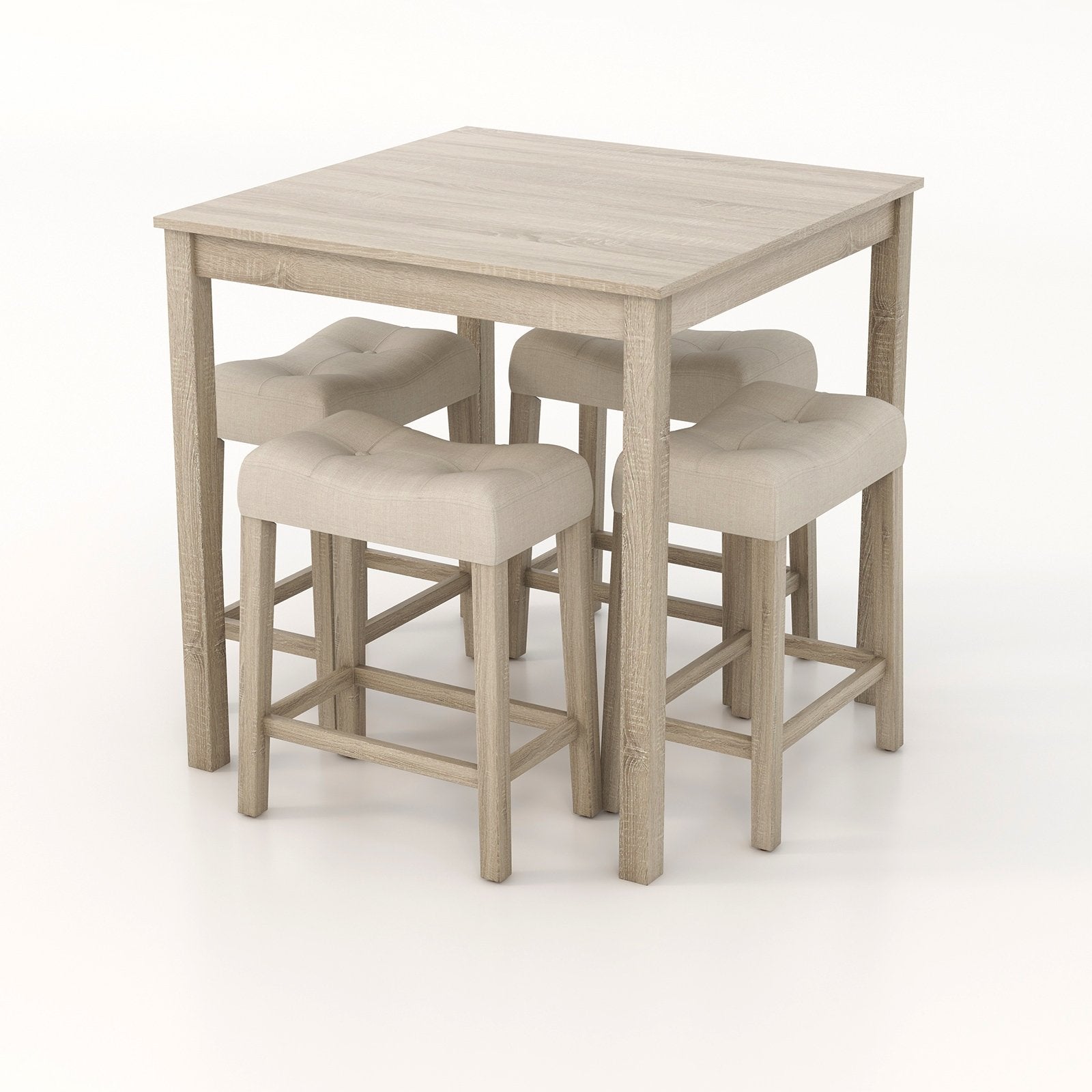 5 Pieces Bar Table Set with Square Table and 4 Padded Stools, Gray Dining Room Sets   at Gallery Canada