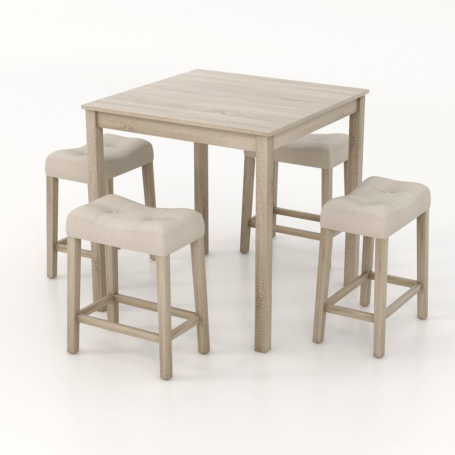 5 Pieces Bar Table Set with Square Table and 4 Padded Stools, Gray Dining Room Sets   at Gallery Canada