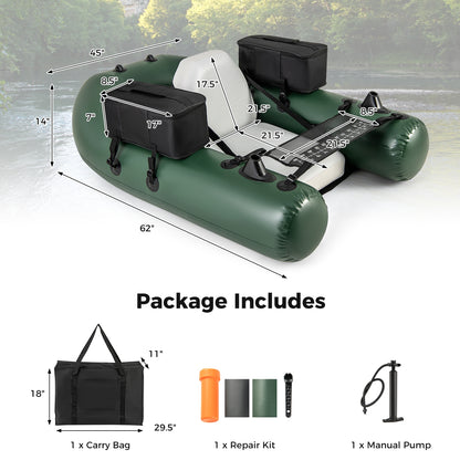 Inflatable Fishing Float Tube for Angling with Fish Ruler and Angling Base, Camouflage Water Sports   at Gallery Canada