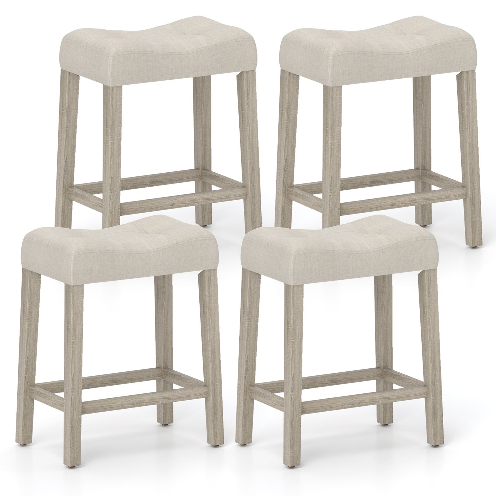 Set of 4 Upholstered Counter Height Bar Stool with Curved Saddle-Seat, Gray Bar Stools Gray  at Gallery Canada