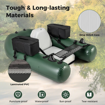 Inflatable Fishing Float Tube for Angling with Fish Ruler and Angling Base, Camouflage Water Sports   at Gallery Canada