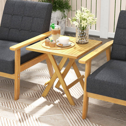 Patio Folding Side Table with X-shaped Legs and Slatted Tabletop, Natural Patio Coffee Tables   at Gallery Canada