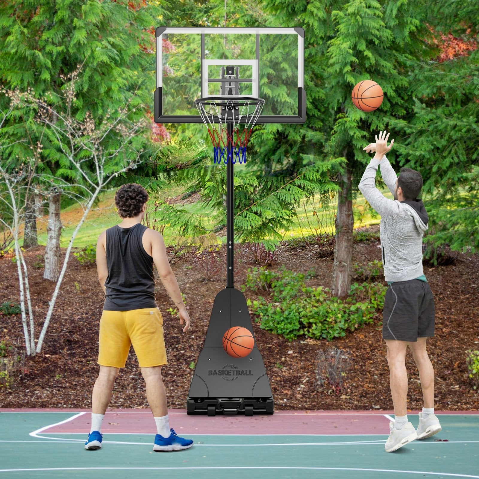 4.9-10 Feet Height Adjustable Portable Basketball Hoop Basketball Goal System Sport Equipments   at Gallery Canada