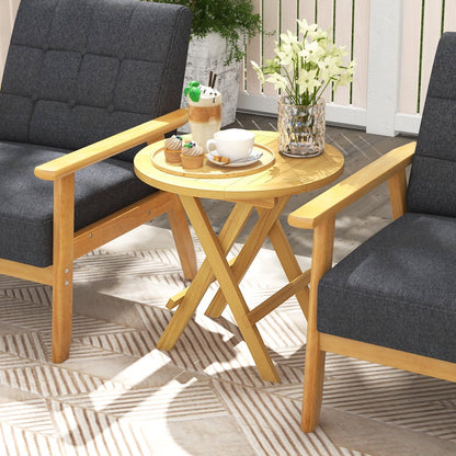 Portable and Compact Outdoor End Table with X-shaped Legs and Slatted Tabletop, Natural Patio Coffee Tables   at Gallery Canada