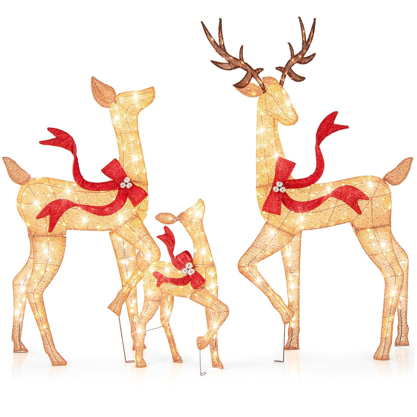 3-Piece Pre-Lit Christmas Deer Family Set, White Christmas Decor & Accessories White  at Gallery Canada