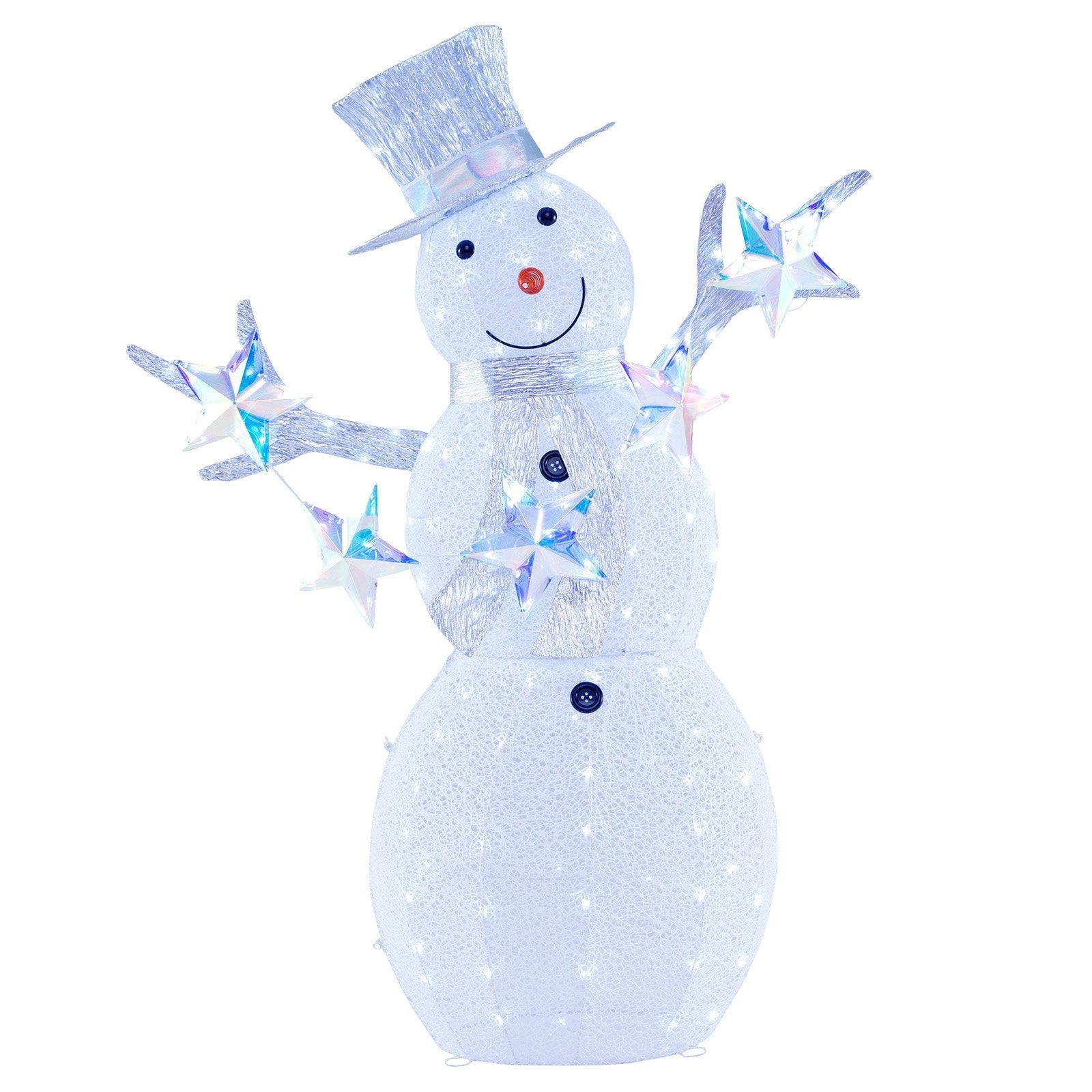 5 ft Pre-Lit Christmas Snowman with Stars, White Christmas Decor & Accessories White  at Gallery Canada