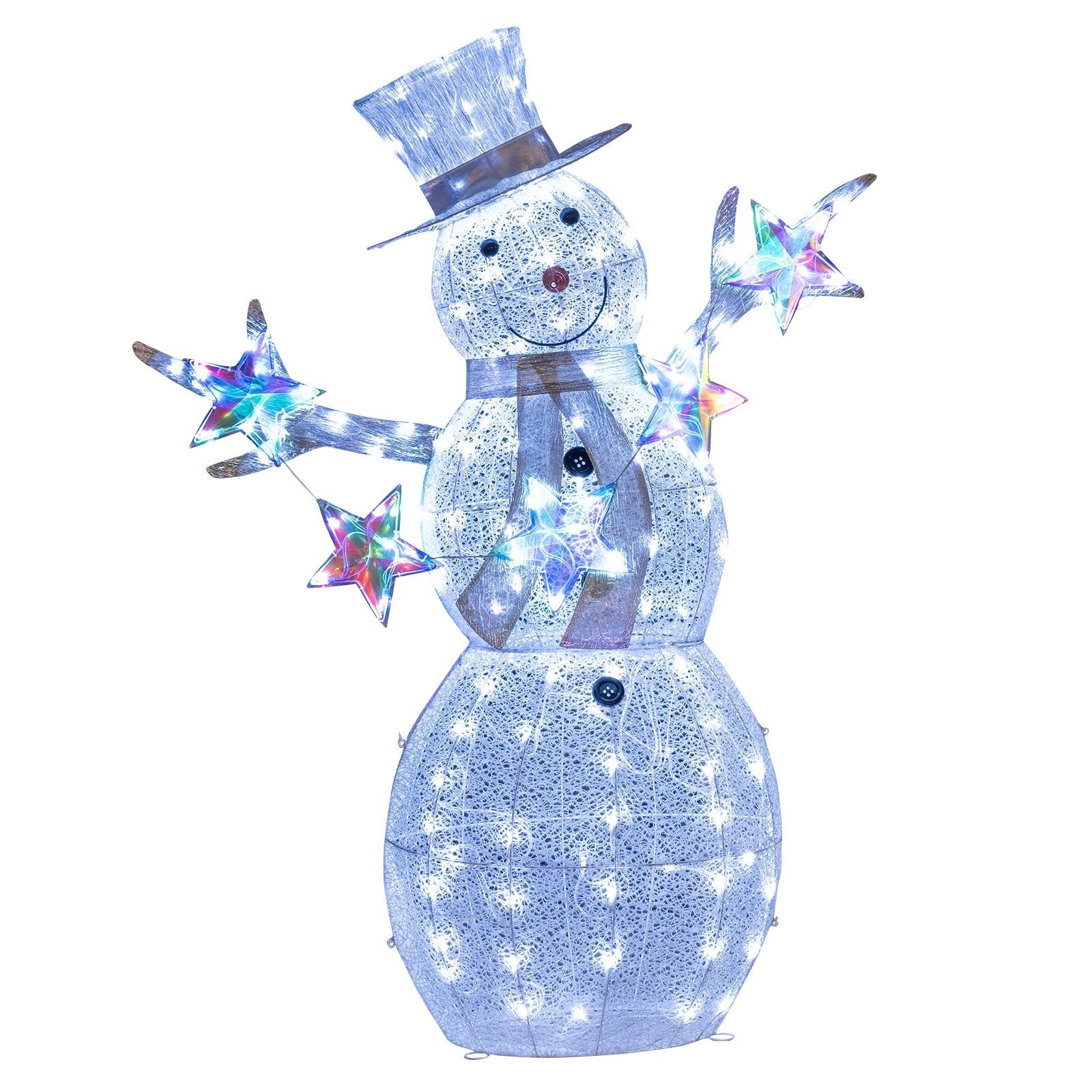 5 ft Pre-Lit Christmas Snowman with Stars, White Christmas Decor & Accessories   at Gallery Canada