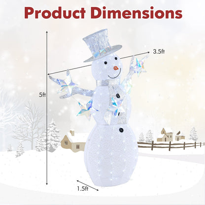 5 ft Pre-Lit Christmas Snowman with Stars, White Christmas Decor & Accessories   at Gallery Canada