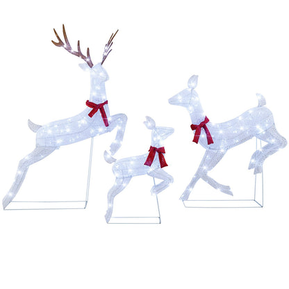 3-Piece Christmas Pre-Lit Lighted Reindeer Family Set, White Christmas Decor & Accessories White  at Gallery Canada