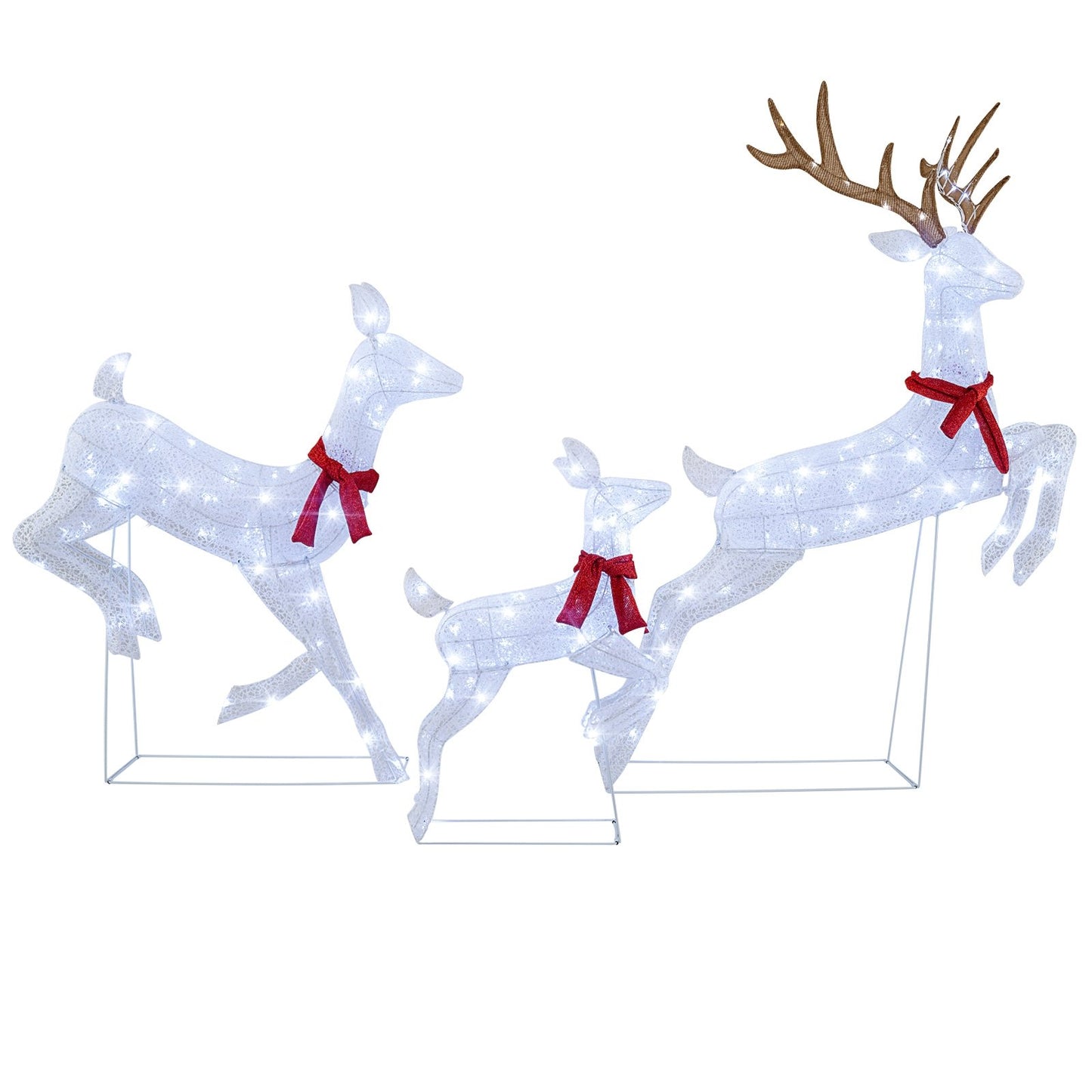 3-Piece Christmas Pre-Lit Lighted Reindeer Family Set, White Christmas Decor & Accessories   at Gallery Canada