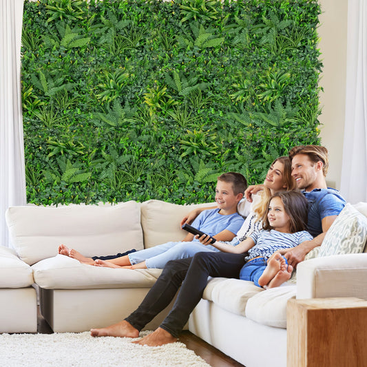 4 Pieces 20 x 20 Inch Artificial Hedge Boxwood Panels with Diverse Leaves, Green Decorative Fencing & Flooring Green  at Gallery Canada