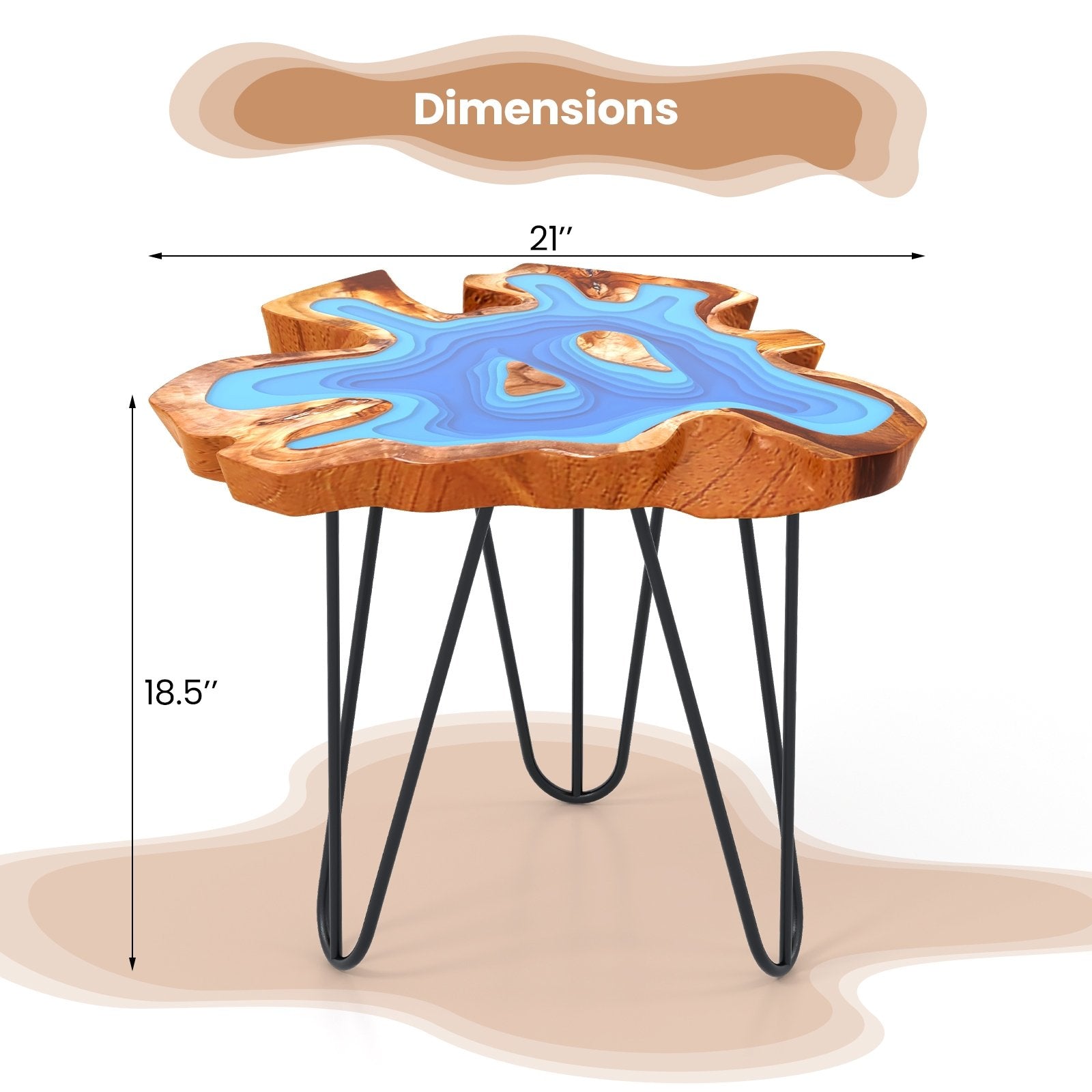 21 Inch Outdoor Epoxy Resin Teak Wood End Table with Irregular Tabletop End & Side Tables   at Gallery Canada