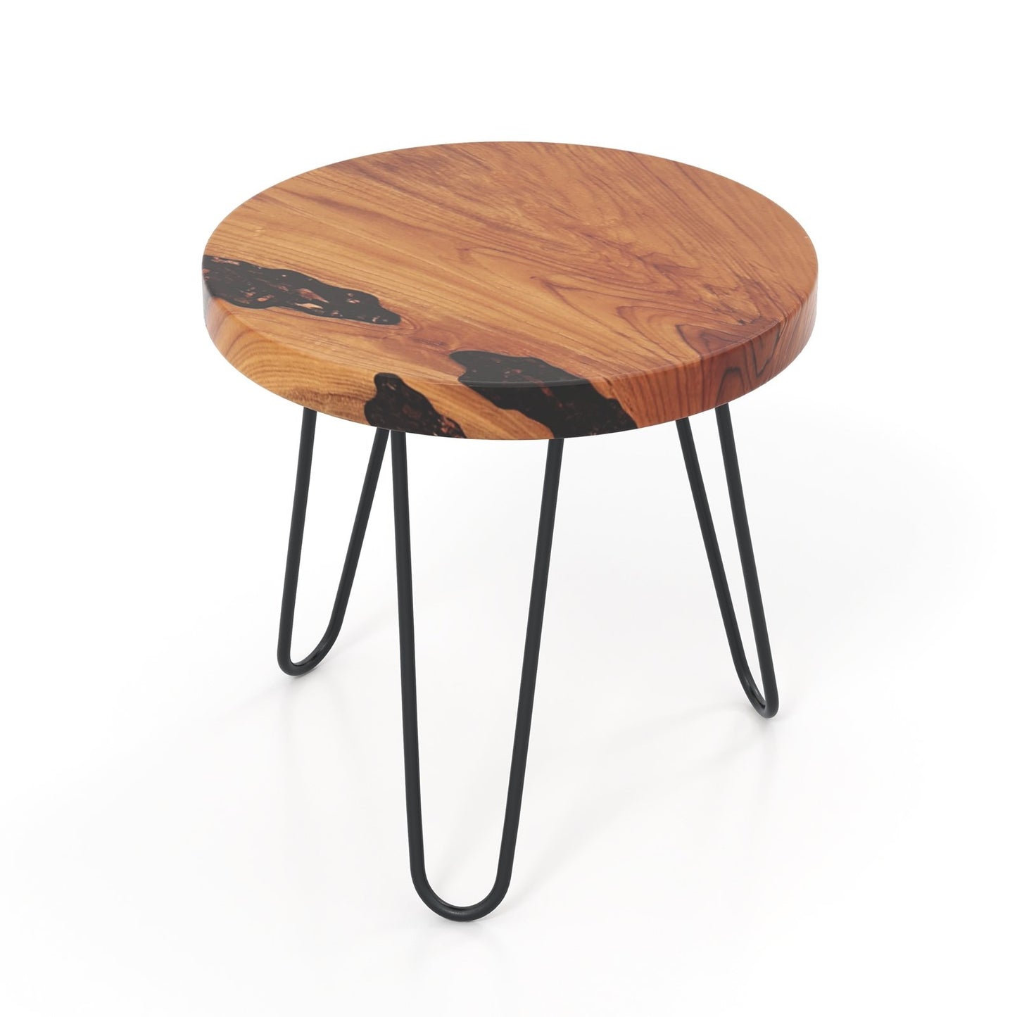 Rustic Round Solid Teak Wood Live Edge Outdoor Side End Table for Patio, Brown End & Side Tables Brown  at Gallery Canada