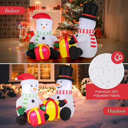 5 Feet 2 Cute Blow-up Snowman Christmas Inflatables with Gift Boxes, Multicolor Christmas Inflatables   at Gallery Canada