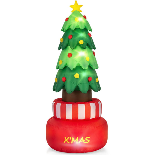 8 Feet Inflatable Rotating Xmas Tree with Built-in LED Lights and Water Bags, Multicolor Christmas Inflatables Multicolor  at Gallery Canada