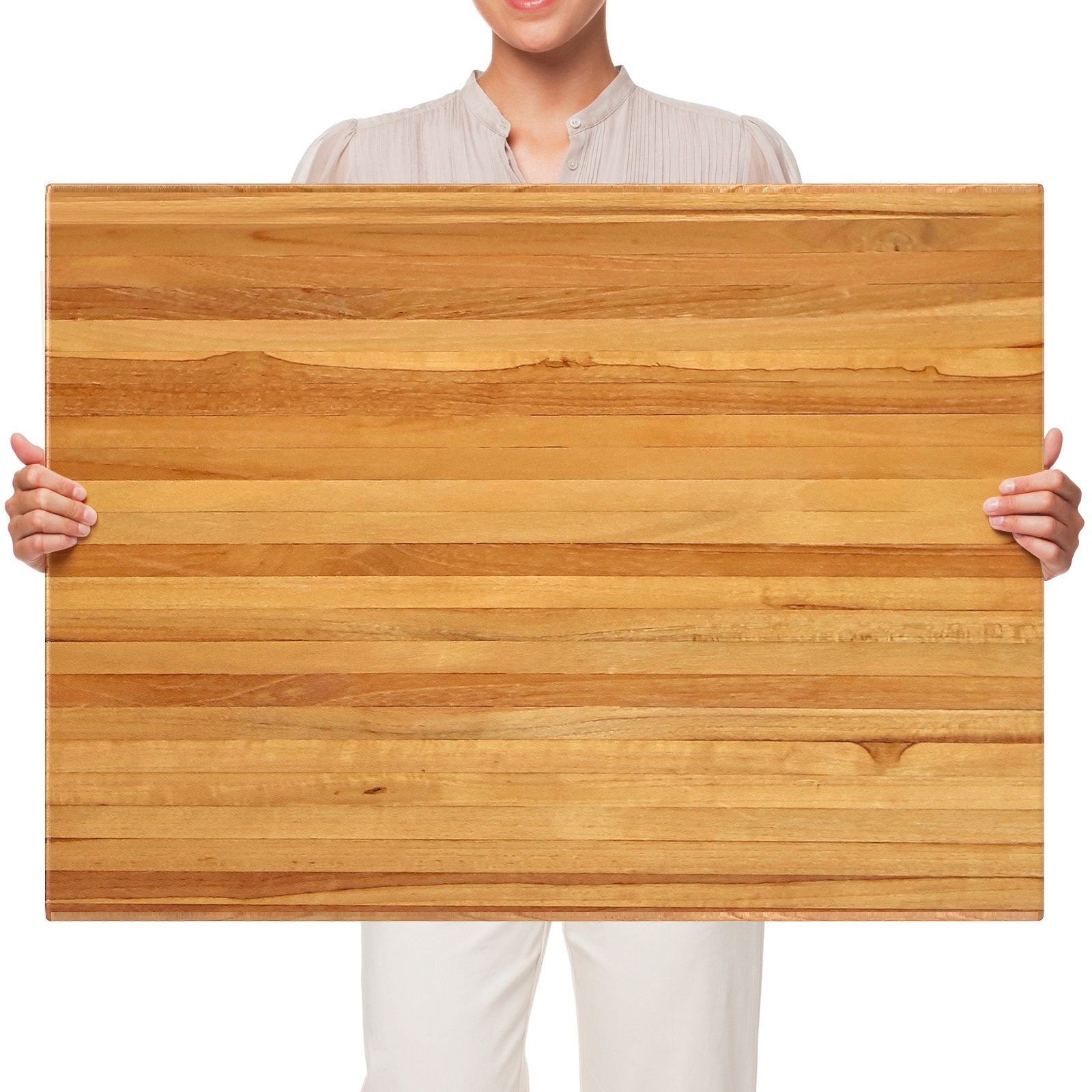 Teak Wood Cutting Board Extra Large 24 Inch Reversible Cutting Board with Handle, Natural Kitchen Tools   at Gallery Canada