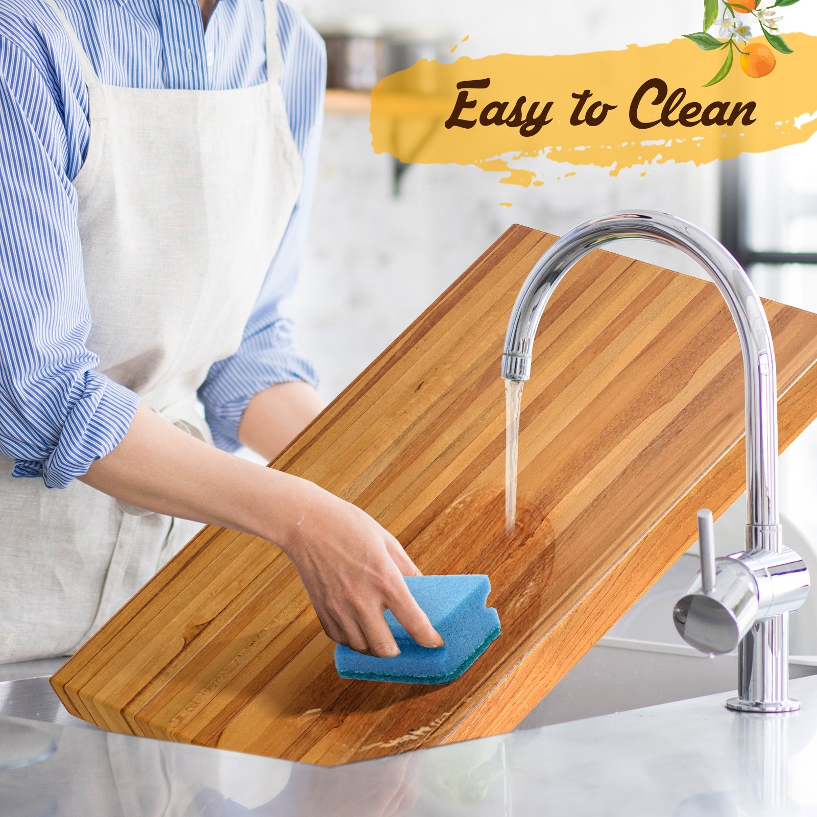 Teak Wood Cutting Board Extra Large 24 Inch Reversible Cutting Board with Handle, Natural Kitchen Tools   at Gallery Canada