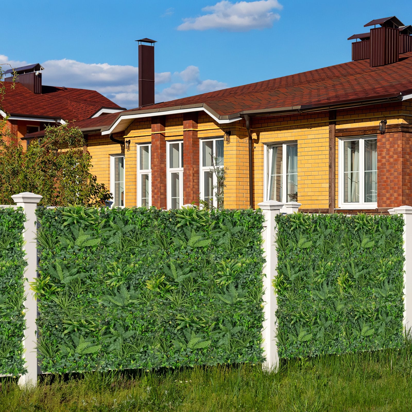 4 Pieces 20 x 20 Inch Artificial Hedge Boxwood Panels with Diverse Leaves, Green Decorative Fencing & Flooring   at Gallery Canada