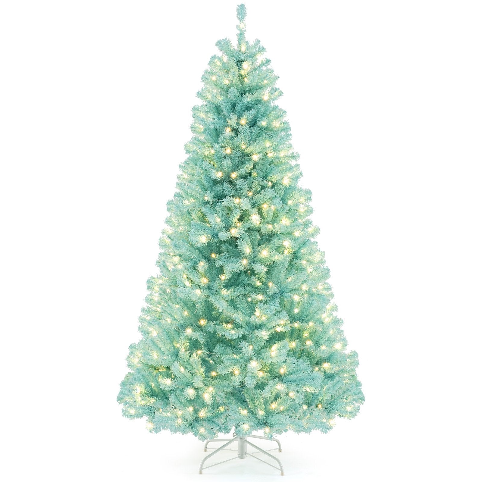 6/7 FT Blue Artificial Christmas Tree with 280/380 Warm White LED Lights and Foldable Metal Stand-7 ft Christmas Tree 7 Feet  at Gallery Canada