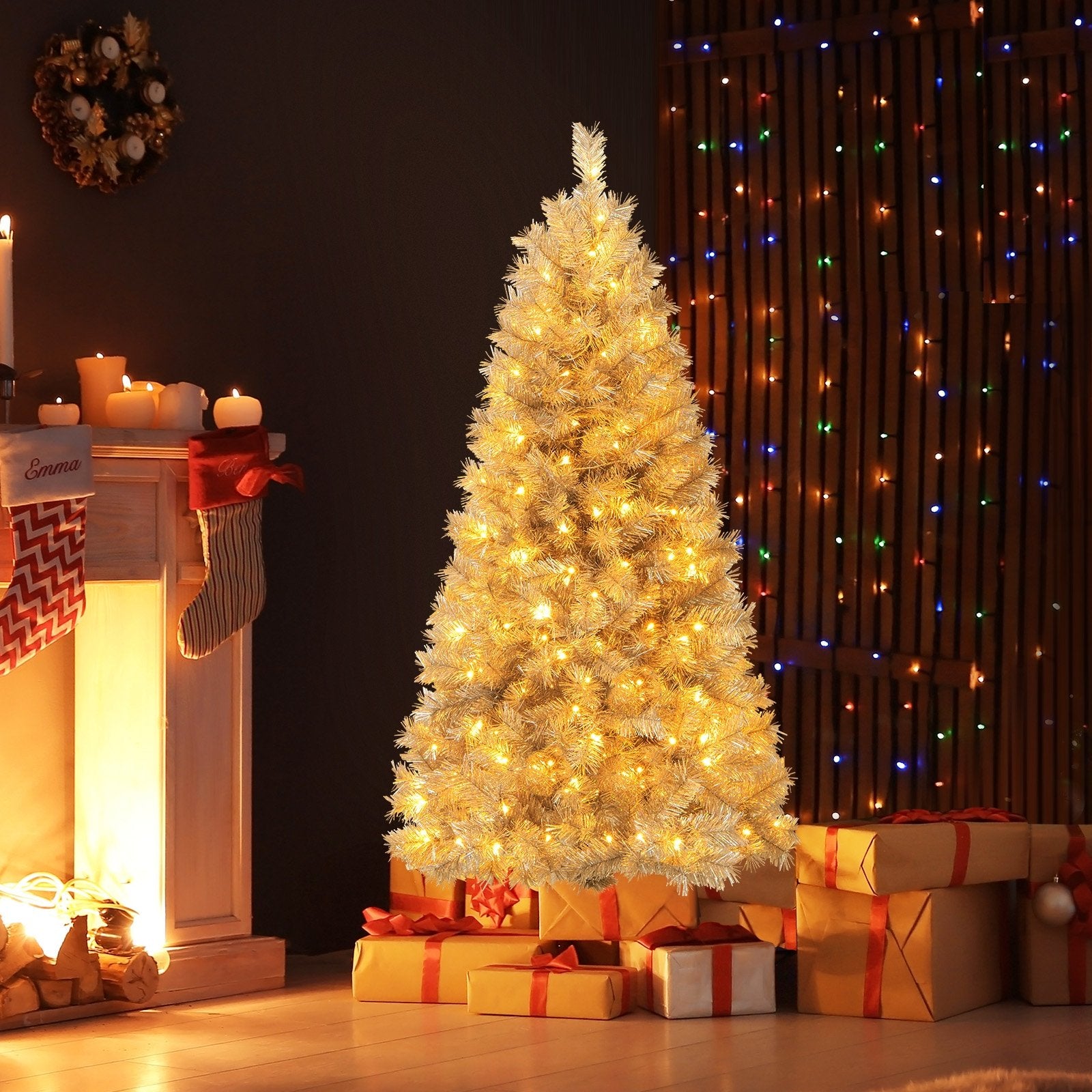 Artificial Xmas Tree with Branch Tips and Warm White LED Lights-5FT Christmas Tree   at Gallery Canada