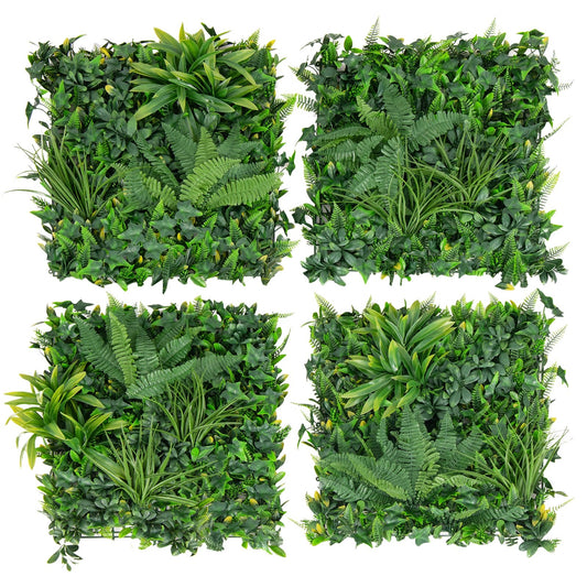 4 Pieces 20 x 20 Inch Artificial Hedge Boxwood Panels with Diverse Leaves, Green Decorative Fencing & Flooring Green  at Gallery Canada