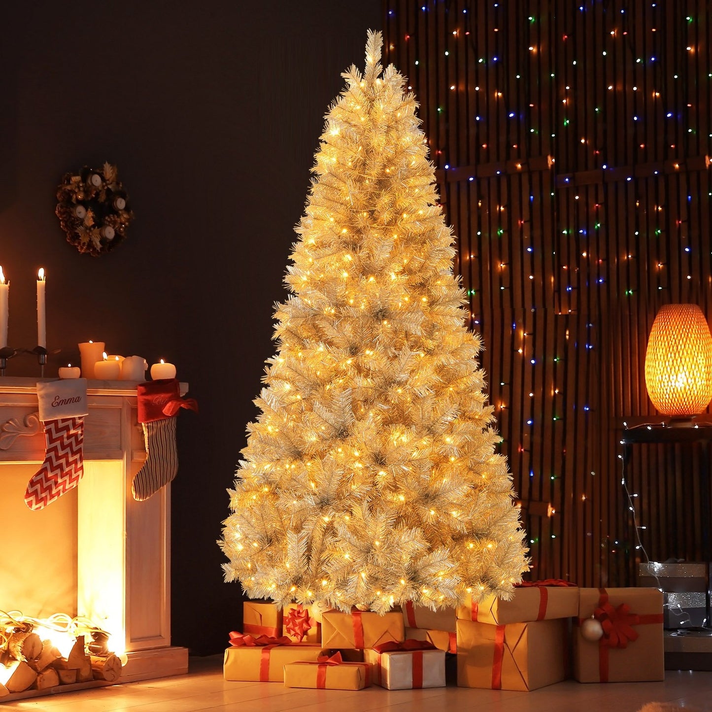 Artificial Xmas Tree with Branch Tips and Warm White LED Lights-7FT Christmas Tree   at Gallery Canada